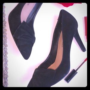Audrey Brooke Suede Pumps w/ Bow